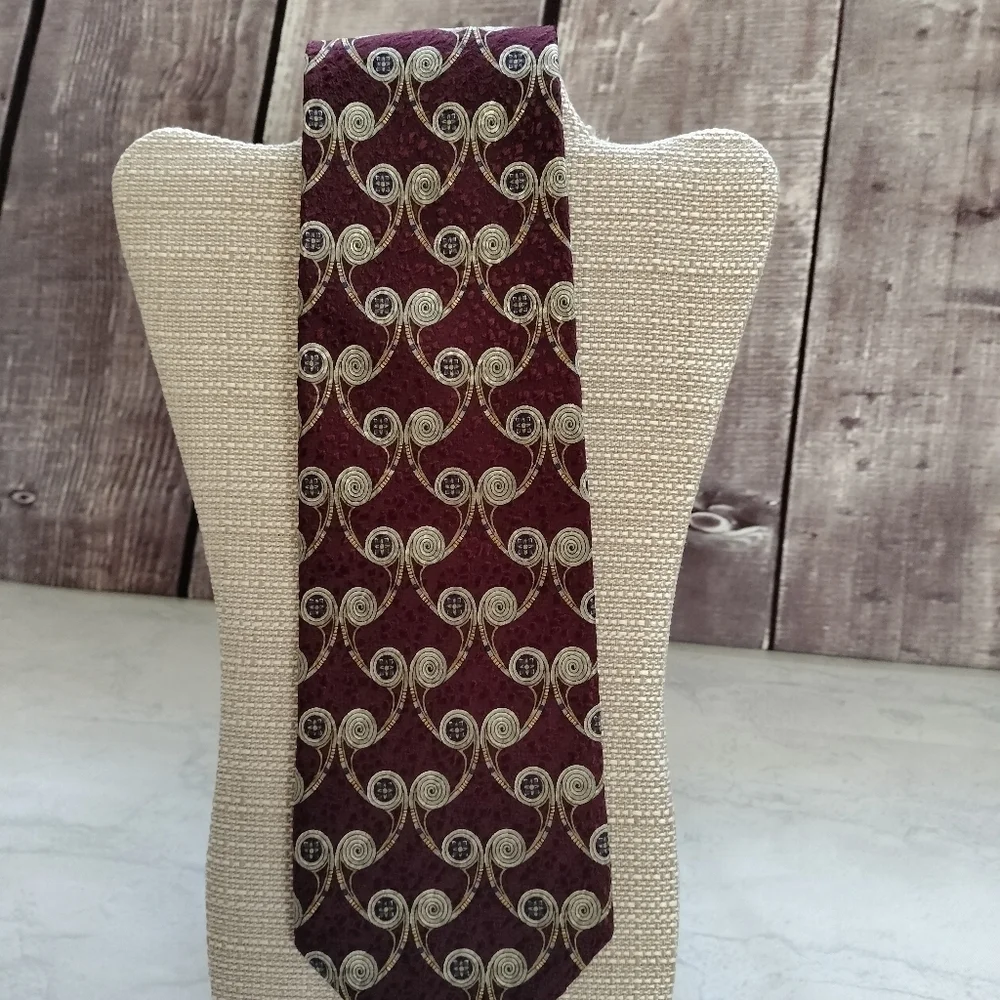 Robert Talbott Best Of Class Burgundy Silk Tie Necktie Swirl Abstract Boho